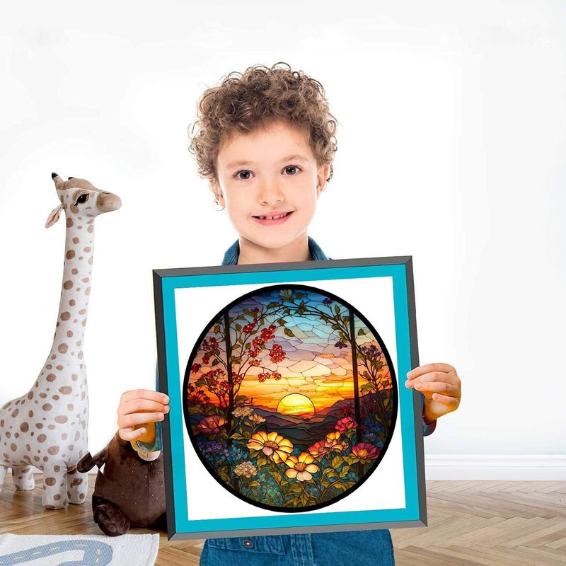 Tiwabb Stamped Cross Stitch Kits - Flower Mountain Sun Landscape Counted Cross Stitch Kits for Beginners Adults,11 CT Patterns Dimensions Embroidery Kits Arts Craft Kits 13.8 x 13.8inch - Image 4